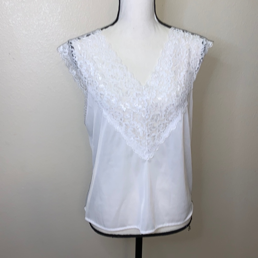 Metropolitan white nylon lace slip shirt